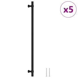 Poignées d'armoire 5 pcs noir 320 mm acier inoxydable 