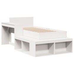 Cadre de lit sans matelas blanc 75x190 cm bois de pin massif 