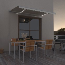 Auvent manuel rétractable avec LED 350x250 cm Crème 