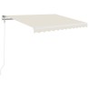 Auvent manuel rétractable avec LED 350x250 cm Crème 