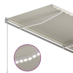 Auvent manuel rétractable avec LED 350x250 cm Crème 