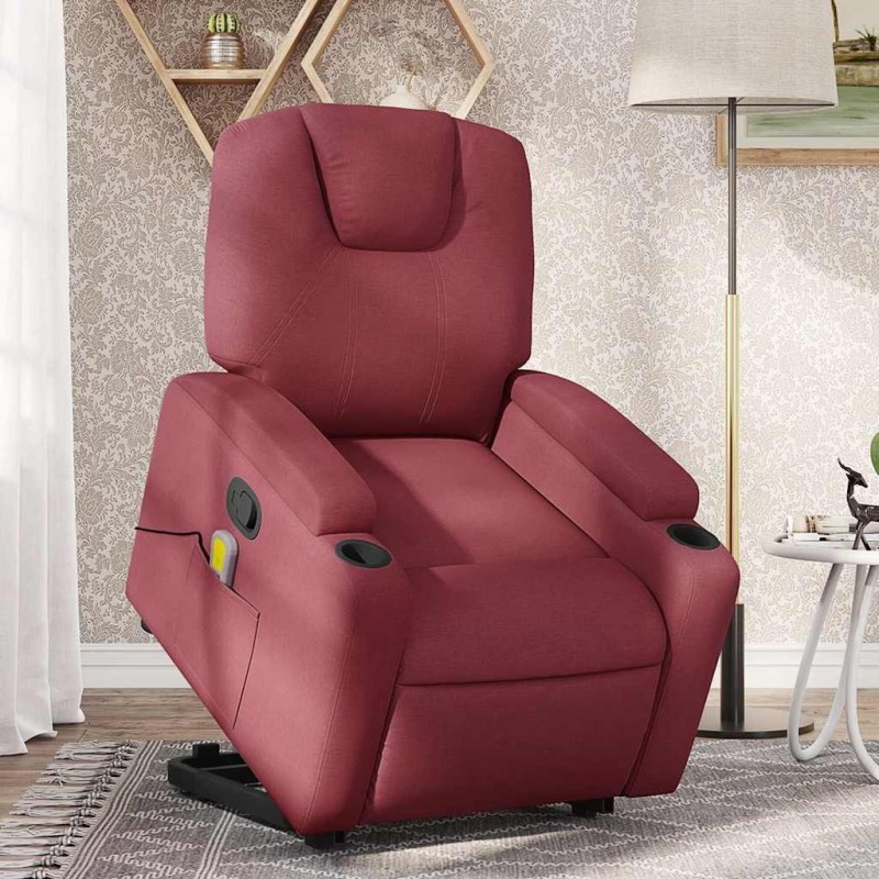 Fauteuil inclinable de massage Rouge bordeaux Tissu 