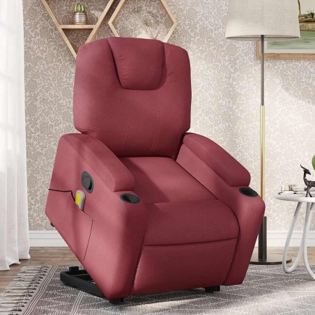 Fauteuil inclinable de massage Rouge bordeaux Tissu 