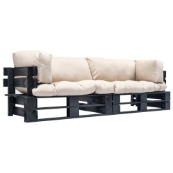 Canapés de jardin palette 2 pcs avec coussins sable Pinède 