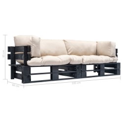 Canapés de jardin palette 2 pcs avec coussins sable Pinède 