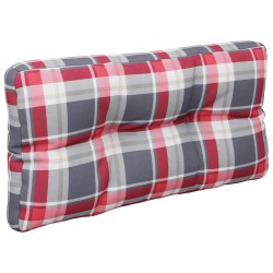 Coussin de palette motif à carreaux rouge 70x40x12 cm tissu 