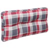 Coussin de palette motif à carreaux rouge 70x40x12 cm tissu 
