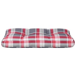 Coussin de palette motif à carreaux rouge 70x40x12 cm tissu 