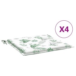 Coussins de chaise lot de 4 motif de feuilles 50x50x3 cm tissu 