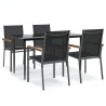 Ensemble à manger de jardin 5 pcs noir textilène et acier 