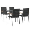 Ensemble à manger de jardin 5 pcs noir textilène et acier 
