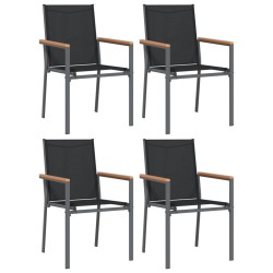 Ensemble à manger de jardin 5 pcs noir textilène et acier 