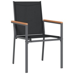 Ensemble à manger de jardin 5 pcs noir textilène et acier 