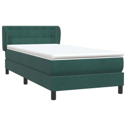 Sommier à lattes de lit et matelas vert foncé 100x220cm velours 