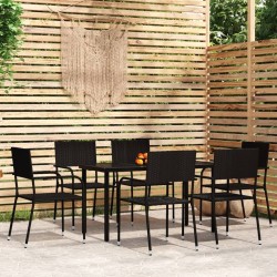Ensemble à manger de jardin 7 pcs Noir 