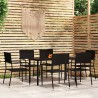 Ensemble à manger de jardin 7 pcs Noir 
