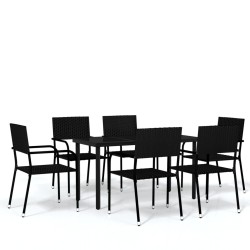 Ensemble à manger de jardin 7 pcs Noir 