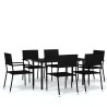 Ensemble à manger de jardin 7 pcs Noir 