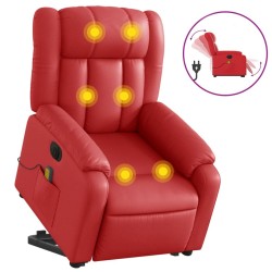Fauteuil inclinable de massage électrique rouge similicuir 