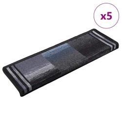 Tapis d'escalier autoadhésifs 5 pcs 65x21x4 cm Noir et gris 