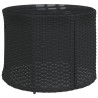 Canapé de jardin table coussins demi-rond noir résine tressée 