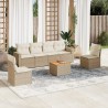 Salon de jardin avec coussins 7 pcs beige résine tressée 