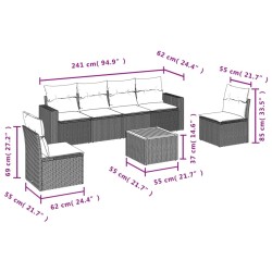 Salon de jardin avec coussins 7 pcs beige résine tressée 