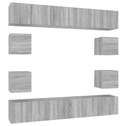 Ensemble de meubles TV 10 pcs Sonoma gris Bois d'ingénierie 