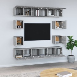 Ensemble de meubles TV 10 pcs Sonoma gris Bois d'ingénierie 