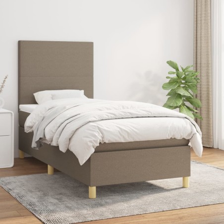 Sommier à lattes de lit avec matelas Taupe 90x190 cm Tissu 