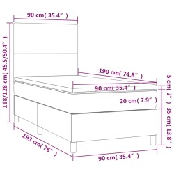 Sommier à lattes de lit avec matelas Taupe 90x190 cm Tissu 
