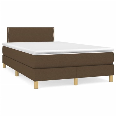 Sommier à lattes de lit et matelas marron foncé 120x190cm tissu 