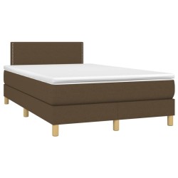 Sommier à lattes de lit et matelas marron foncé 120x190cm tissu 
