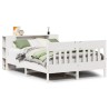 Lit bibliothèque sans matelas blanc 120x190 cm bois pin massif 