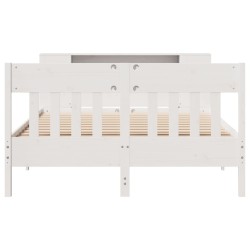 Lit bibliothèque sans matelas blanc 120x190 cm bois pin massif 