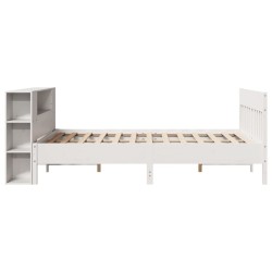 Lit bibliothèque sans matelas blanc 120x190 cm bois pin massif 