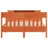 Lit bibliothèque sans matelas cire marron 150x200 cm pin massif 