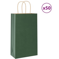 Sacs en papier 50 pcs avec poignées vert 21x11x36 cm 