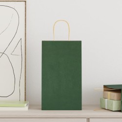 Sacs en papier 50 pcs avec poignées vert 21x11x36 cm 