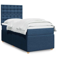 Sommier à lattes de lit avec matelas Bleu 100x200 cm Tissu 
