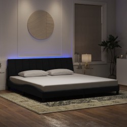 Cadre de lit avec lumières LED noir 200x200 cm velours 