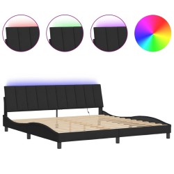 Cadre de lit avec lumières LED noir 200x200 cm velours 