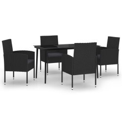 Ensemble à manger de jardin 5 pcs Noir 