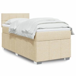 Sommier à lattes de lit avec matelas Crème 100x200 cm Tissu 
