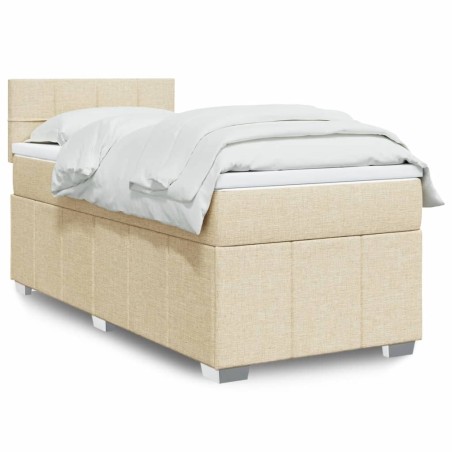 Sommier à lattes de lit avec matelas Crème 100x200 cm Tissu 