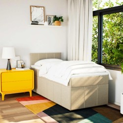 Sommier à lattes de lit avec matelas Crème 100x200 cm Tissu 