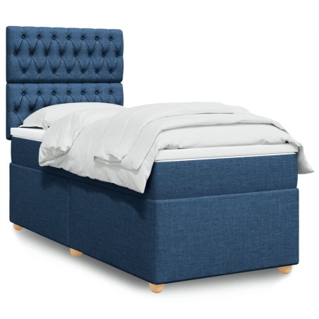 Sommier à lattes de lit avec matelas Bleu 80x200 cm Tissu 