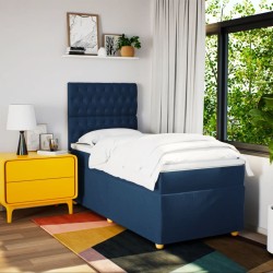 Sommier à lattes de lit avec matelas Bleu 80x200 cm Tissu 