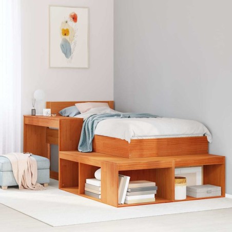 Cadre de lit sans matelas cire marron 80x200 cm bois pin massif 