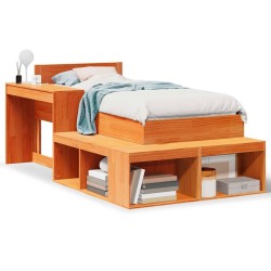 Cadre de lit sans matelas cire marron 80x200 cm bois pin massif 